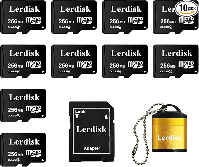 Factory Wholesale Micro SD Card 256MB (0.25GB) Pack of 10 in Bulk Low Capacity for MP3/Old Phones/Small Files Only -Not for Cameras/Dashcams/GB Devices