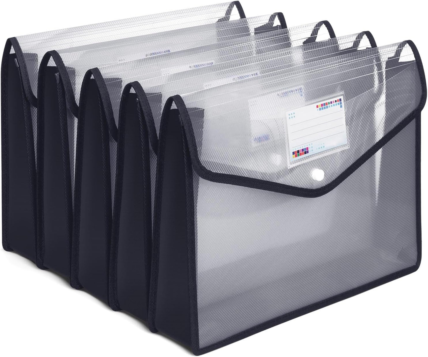 Plastic File Folders, Waterproof Transparent Expandable File Organiser, Portable Large Capacity A4B4 File Wallet for Office/Business/School (5 Pack)