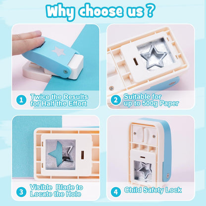 UCEC Star Hole Punch 1 Inch, Paper Punch, Star Punches for Paper Crafts, Crafting Cutter for Crafting Card, Making Scrapbook, DIY Office Supplies