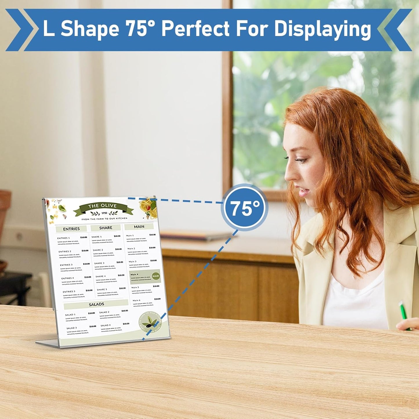 Acrylic Sign Holder 4x6 Inches, 16 Pack Clear Plastic Table Flyer Display Stand, L-Shape Vertical Menu Paper Holder Stand, Clear Picture Photo Flyer Display Stand for Restaurants, Store Fair,Office