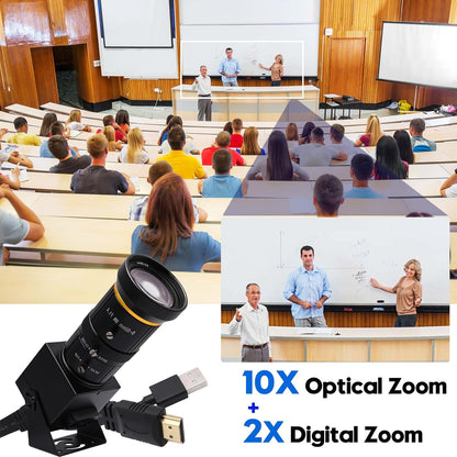 SVPRO HDMI Camera 4K USB Camera HD Streaming Webcam with 5-50mm Telephoto Zoom Manual Lens Industrial Camera CS Mount 10X Optical Zoom Camera for PC Computer,Laptop,Monitor,TV