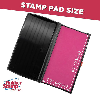 Large Premium Pink Ink Stamp Pad - 3" by 6" - Quality Felt Pad - Case with Closing snap