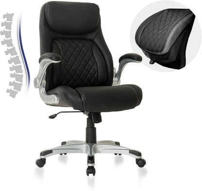 Nouhaus Ergonomic Office Chair Premium Microfiber Leather Adjustable Lumbar Support & Armrests, High Back Comfy Desk Gaming Chairs Executive Computer Swivel Chair Tilt Function(Posture,Black)