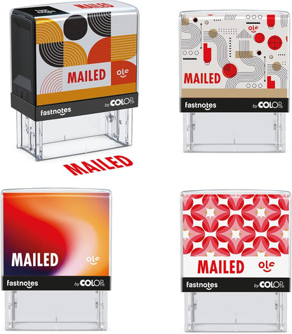 Fastnotes MAILED Self-Inking Rubber Stamp by COLOP - Great for Office Documents, Notary, Warehouse, Accounting Paperwork, Business, and Legal Documentation - Red Ink (MAILED- Red)
