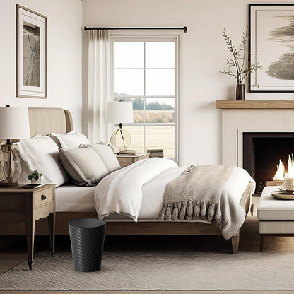 Bathroom Trash Can, 8 Pack 1.8 Gallons Small Trash Can with Trash Bags, Bathroom Garbage Can, Plastic Trash Bin, Round Waste Basket for Living Room, Bedroom, Office, Kitchen, Compact Space (Black)