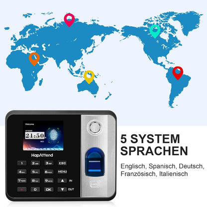 Time Clock - Fingerprint Time Clocks for Employees Small Business Automatic Calculate Hours, H1 Standalone Offline Biometric Clock in Machine for Employees with 5 RFID Cards (0 Monthly Fees)