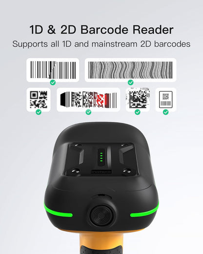Inateck Industrial Barcode Scanner Bluetooth, 1D 2D QR Code Scanner Wireless with IP67 Waterproof and Dustproof, Handscanner with App & SDK, BCST-75