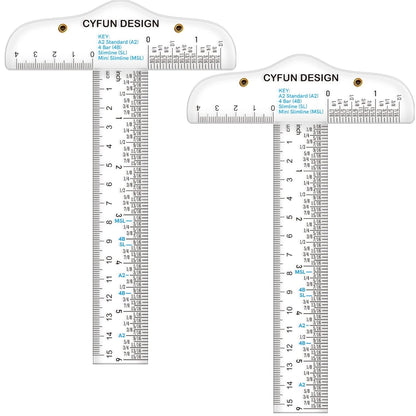 2PCS 6 inch/15cm T-Shape Acrylic Transparent T-Ruler for Drafting and General Layout Work Scrapbooking Drafting Tools Scale Ruler for Crafting Zero-Centering Ruler with Inches & Metric Measuring Tool
