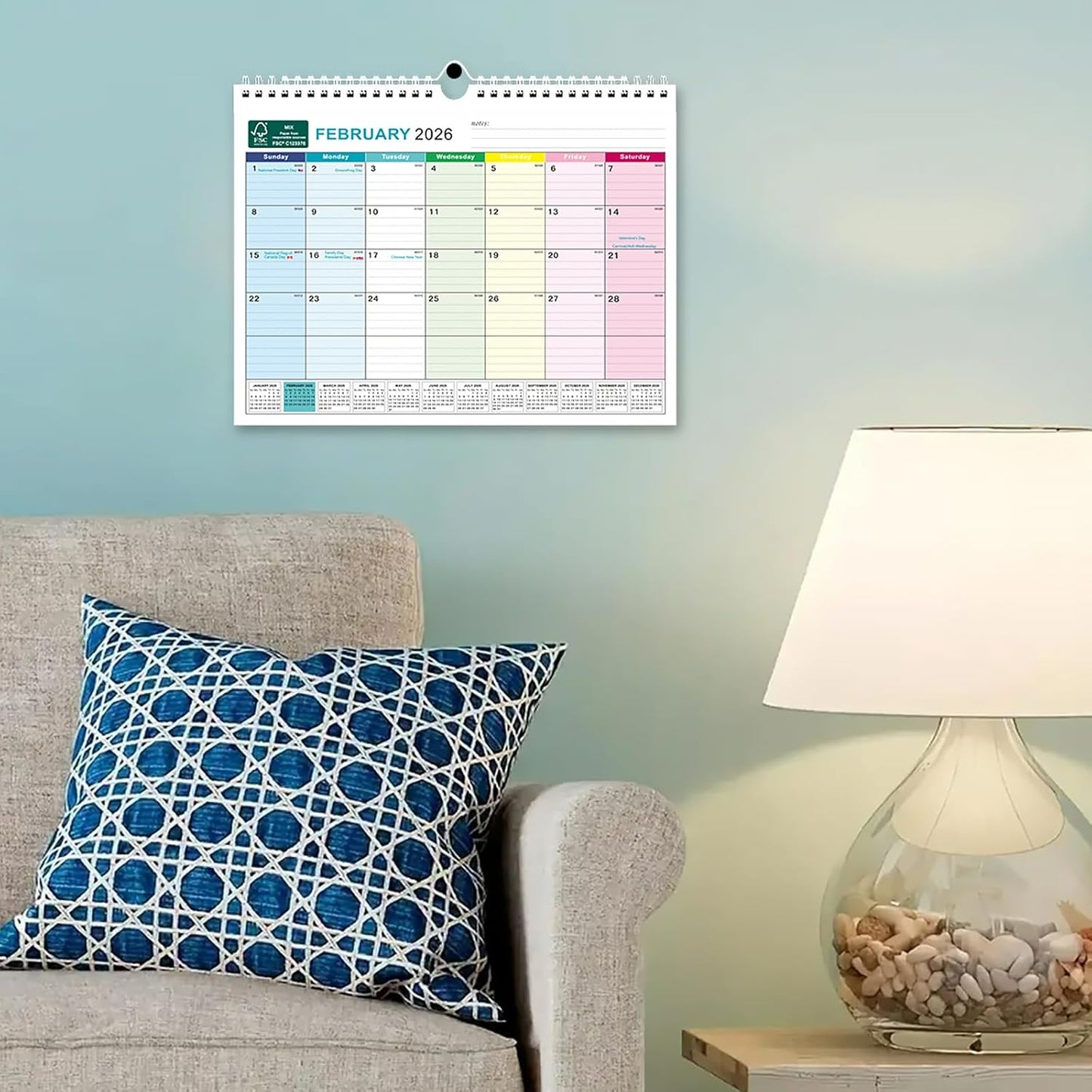 BOCT Wall Calendar 2025-2026 - Includes July 2025 to December 2026-18 Monthly Daily Planner 13 x 9.6 Inches, Julian Dates for New Year Christmas Gifts