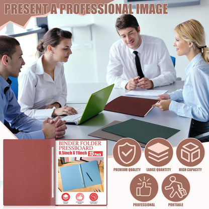 Zhanmai 15 Packs 8.5'' x 11'' Pressboard Report Covers, Metal Prong Fastener with Compressor, Letter Size 3'' Capacity Presentation Report Folder to Neatly Bind Reports, Proposals, Documents (Morandi)