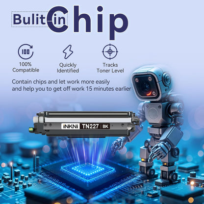 TN227 tn-227bk/c/m/y high Yield Toner Cartridge 5 Pack(with chip) Compatible Replacement for Brother tn227 tn227bk tn223 Toner for HL-L3270CDW MFC-L3770CDW MFC-L3710CW HL-L3290CDW MFC-L3750CDW Prints
