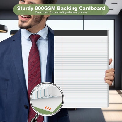 6 Pack Legal Pads 8.5 x 11 College Ruled Notepads, White Note Pads 8.5'' x 11'' Writing Pads Narrow Ruled Lined Paper Pads, 30 Sheets Per Note Pad, Legal Notepads for Work Study Daily Note Taking List