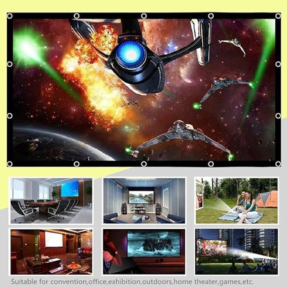 200 Inch Portable Projector Screen Outdoor, YF2009SZ 16:9 Foldable HD Large Thick Canvas Movie Screen for Home Theater Office Presentation Outside Camping Party