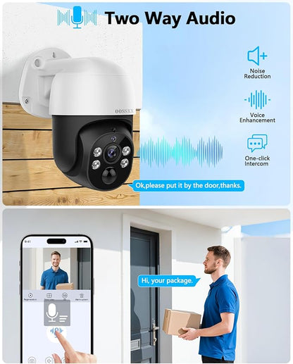 4K & PTZ Digital Zoom 2-Way Audio PoE Outdoor Camera Home Security Camera System Wired Outdoor Video Surveillance IP Camera System DVR Kit,10’’ UHD Monitor
