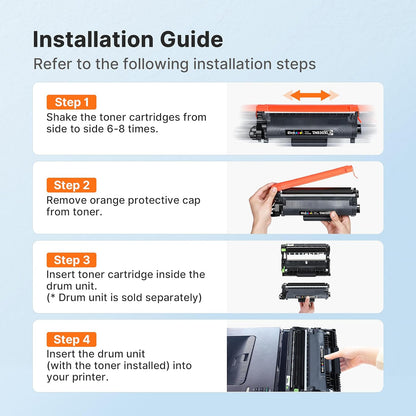 E-Z Ink Compatible Toner Cartridge Replacement for Brother TN830XL TN 830 TN830 Toner Cartridges for HL-L2460DW DCP-L2640DW HL-L2480DW HL-L2400D HL-L2405W MFC-L2820DW Printer (4 Black)