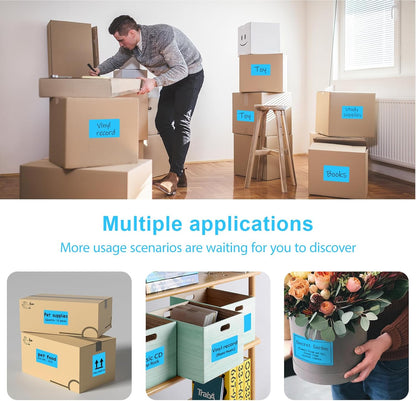 3 X 5 Inch Printable Waterproof Rectangle Color Coding Labels, 300 Per Roll Adhesive Color Coding Stickers for Bar-Codes, Address, Small Business Labeling, Inventory (Sky Blue)