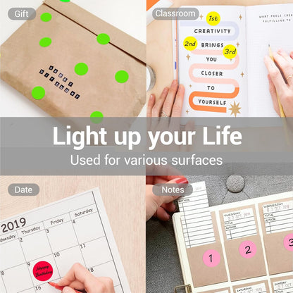 1 Inch Circle Dot Stickers 6000PCS Color Coding Thermal Labels Dots Writable Printable Small Round Stickers for Office, Classroom, Inventory, Garage, Organizing Storage, 6 Mixed Color
