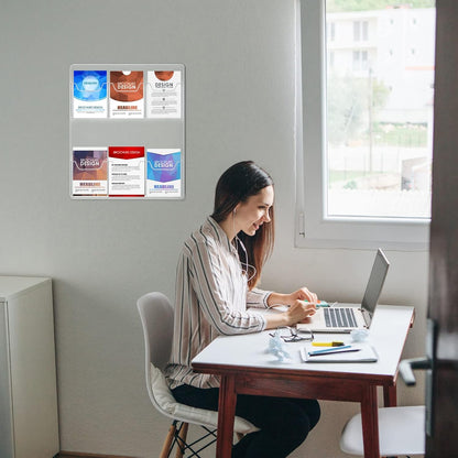 Eersida Acrylic Brochure Pamphlet Holder Brochure Display Stand Business Tri Fold Multi Slot Holder Rack Wall Mount Clear Pocket Space Saver for Flyer Literature Menu Advertise(6 Pockets)