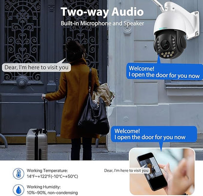 SV3C 4K 36X Zoom PTZ Camera Outdoor, 8MP Dual Band WiFi Security IP Cameras with Floodlight Color Night Vision, Humanoid Vehicle Detection, Auto Tracking,2-way Audio, ONVIF, RTSP,Cloud&SD Card Storage