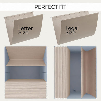 ZICOTO Decorative File Organizer Box Set of 2 - Collapsible Linen Filing Cabinets w/Handles Are Perfect to Store all Your Documents & Hanging File Folders - Portable Easy Slide Crates with Lid