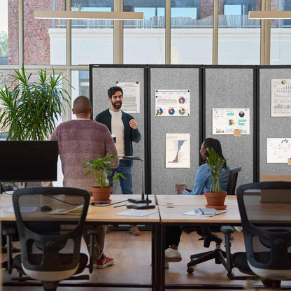 Room Partition,Folding Privacy Divider,Office Partition Dividers,Office Dividers Wall, 10'6"W x 6'7"H,Light Grey