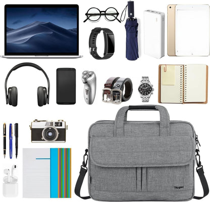 Taygeer Laptop Bag for Men, Water Resistant Crossbody Messenger Shoulder Bag for Business, Professional Premium Office Briefcase, Portable 15.6 Inch Carry On Laptop Case for Notebook/Computer, Grey