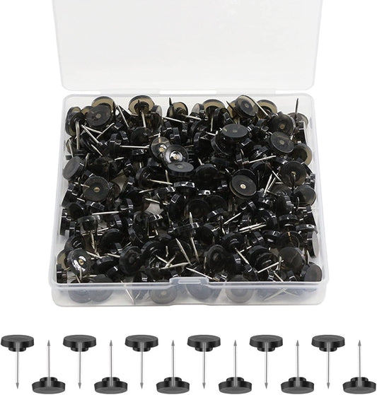 Push Pins for Cork Board,Black Flat Push Pins for Wall Hangings,60 Count Thumb Tacks Plastic Head with Steel Point for Bulletin Board in Reusable Box