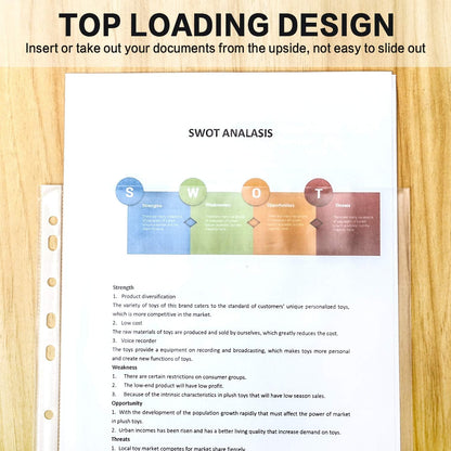 Sheet Protectors, PANDRI 600 Pack Clear Heavy Duty Plastic Page Protectors Sheet Reinforced 11-Hole Fit for 3 Ring Binder Fits Standard 8.5 x 11 Paper, 9.25 x 11.25 Top Loaded, Excluding Acid
