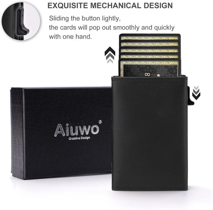 Aiuwo Airtag Wallet for Men,Mens Wallet Card Holder,Smart,Slim,Minimalist Wallet,Credit Cards Holder RFID Blocking Wallet (Airtag Wallet, Crazy Horse Black)