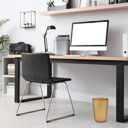 HOLDN’ STORAGE Small Trash Can - Set of 2 Open Top Waste Bin of 1.58 Gallon, Compact Waste Can Perfect for Bathroom, Kitchen, Office, Dorm - Durable Garbage Can - Soft Brass