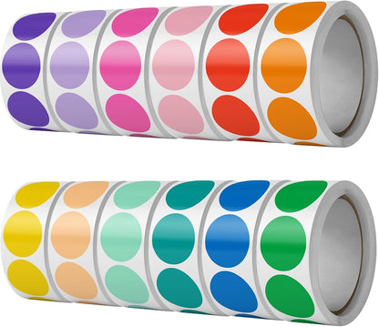 6000 PCS 1" Colored Dot Stickers Circle Color Coding Labels, 12 Color Style Colorful Coding Label Sticker for Garage Sale, Office, Student Classroom (6000Pcs, 12 Colors)