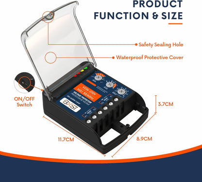 BXST Wiring Surge Protector with Adjustable Over/Under Voltage Protection Power Suppressor Protector, 220V, 30A, Up to 6600W Heavy Duty Power Surge Protection for Refrigerators, Air Conditioning, TV