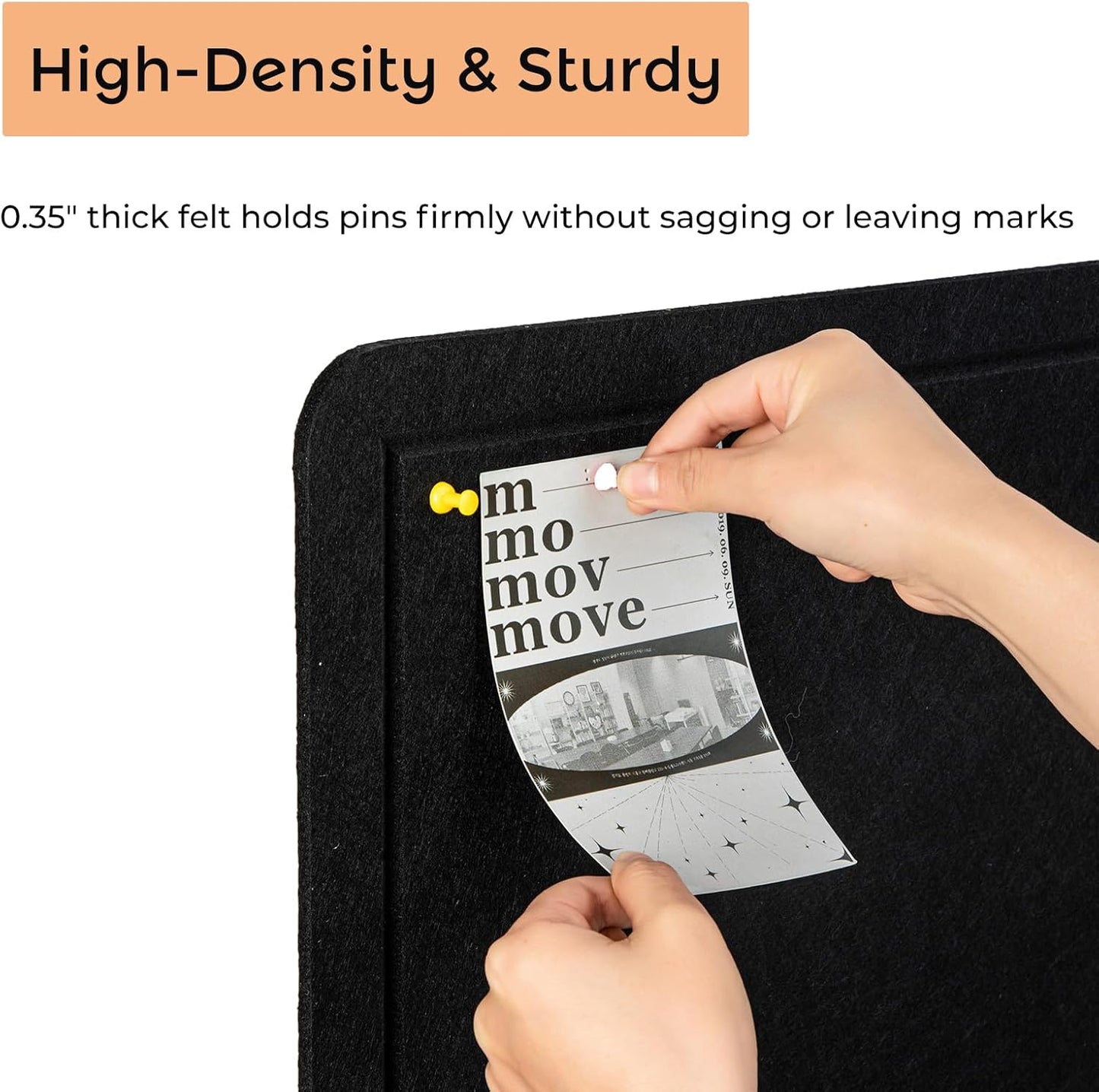 48"x36" Large Bulletin Board for Wall | Foldable Felt Notice Board with 30 Push Pins | Self-Adhesive Message Board for Office, Home & Classroom Decor (Black)