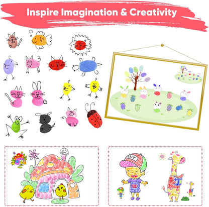 Lorzon 8 Colors Washable Stamp Pads for Kids, 7" Large Round Craft Ink Pads for Rubber Stamps Finger Painting Card Making (Pack of 8)