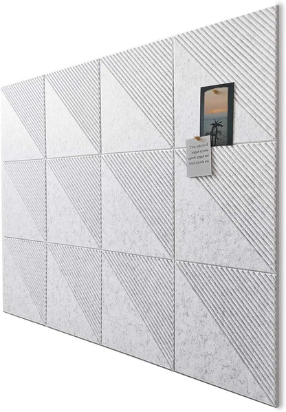 Large Cork Board for Walls 48"x 36", 12 Pack Felt Wall Tiles with Safe Removable Adhesive Tabs, Cork Board for Office,Pinboard Bulletin Board - Light Gray