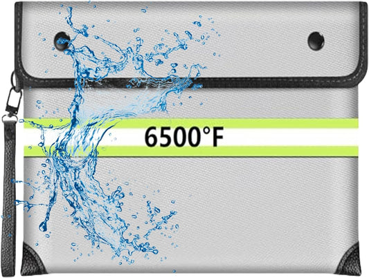 Fireproof Money Bag,6500°F Fireproof Waterproof Zipper/Reflective Strip,10 Layers of Heat Insulated Materials,Fireproof Document Bag with Handle for Cash/Important Documents/Valuables