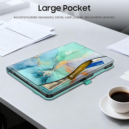 Fintie Case for Samsung Galaxy Tab A9 Plus/A9+ 5G 11 Inch 2023 Model (SM-X210/X216/X218), Multi-Angle Viewing Smart Stand Back Cover with Pocket Auto Wake/Sleep, Emerald Marble