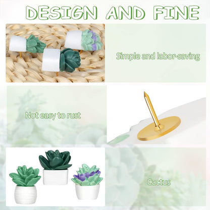 20 Pieces Cute Succulent Plants Decorative Push Pins Colorful Floret Thumbtacks for Photo Wall, Feature Wall, Whiteboard, Cork Board, Map, Bulletin Board, Office or Home (Three Assorted Styles)