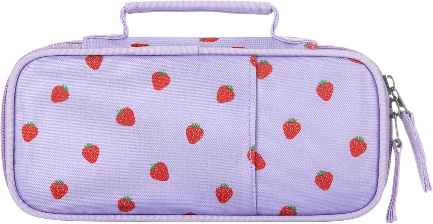 Choco Mocha Strawberry Pencil Case for Girls, Soft Pencil Case Kids Pencils Pouch for Kindergarten Girls, Purple