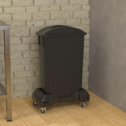 23 Gallon Black Slim Jim Trash Can with Flat Lid with Handle and Dolly