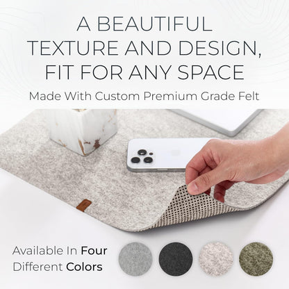Nordik Large Felt Desk Mat – Stone Oat Beige – 35 x 17 inch – Computer Desk Mat – Keyboard and Mouse Pad – Large Desktop Felt Pad