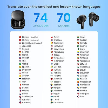 M3 AI Translation Earbuds Real Time, Language Translator Device in 144 Languages, 3-in-1 Offline Two-Way Audífonos Traductores, Live Translate Headphones, No Subscription Required (Black)