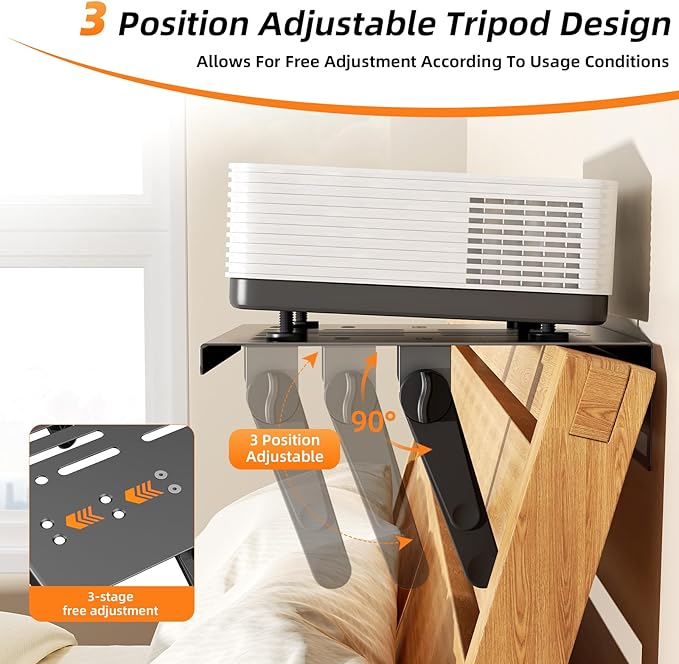 Metal Projector Mount Adjustable Angle, Suitable for Projectors and Speakers Perforated Design for Heat Dissipation Foldable for Storage,Hidden Wall-Mounted (11.81 * 9.45inch)