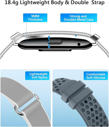 Smart Bracelet for Men Women, Health Activity Fitness Trackers, 24/7 Continuous Heart Rate/Blood Pressure/HRV/Stress Monitor, 24H Sleep Tracker, 170+ Sports Modes Smart Wristband with 2 Bands Free APP