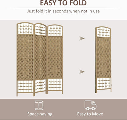 NicBex Room Divider 3 Panel Room Dividers with Woven Paper Design Partition Room Dividers and Folding Privacy Screens 5.6 FT Wall Divider for Office, Room Separation,47.25"W x 0.5"D x 67"H, Natural