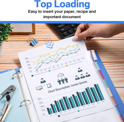 ReliThick 6 Set of 48 Pack Clear Sheet Protectors 8.5 x 11 Inch Page Protector for 3 Ring Binder with 8 Tabs Plastic Dividers for 3 Ring Binder, Insertable Index Page Divider Multicolor Tabs