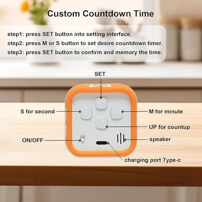 FCXJTU Rotating Cube Pomodoro Visual Timer 5, 25, 10 50 Minutes Preset, Rechargeable Desk Productivity Flip Timer w/Silicone Cover, Custom Countdown, Silent Mode for ADHD, Study, Work, School(Purple)
