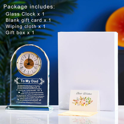 Dad Gifts - Delicate Dad Birthday Gifts from Daughter Son ,Christmas Fathers Day Birthday Gifts for Dad, Ideas, Glass Clock Gift, Birthday Gifts for Dad Who Wants Nothing (Battery not Included) (Dad Gifts)
