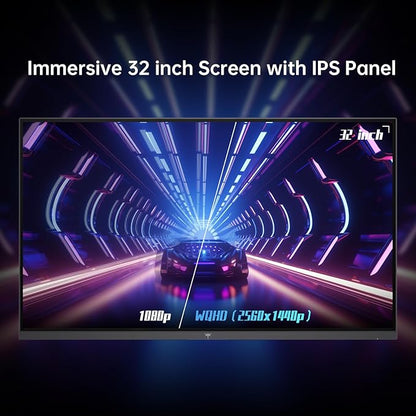 KTC 32 Inch 2K Monitor, 1440P IPS Computer Monitor, 100Hz 120Hz Frameless QHD PC Monitor for Office & Gaming, Eye Care, G-Sync/FreeSync, 109% sRGB, HDR, HDMI/DP, Tilt Adjustable, VESA, H32T13