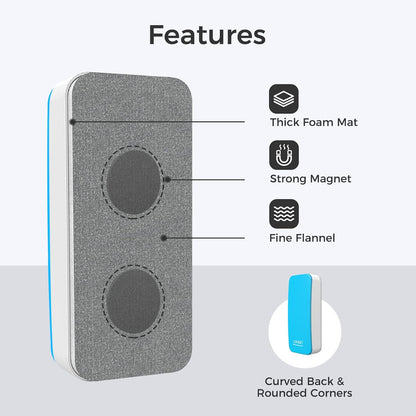 loukin 2 Pack Magnetic Dry Erase Eraser, Whiteboard Eraser, Glass Board Remover, 3.4 fl oz Whiteboard Cleaner * 2 Included, for Classroom, Home and Office Use (Blue)